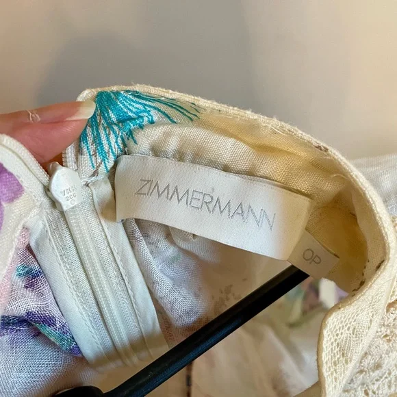 Zimmermann Jude Lace Trim Swing Dress in Bright Floral 0P - Picture 3 of 9